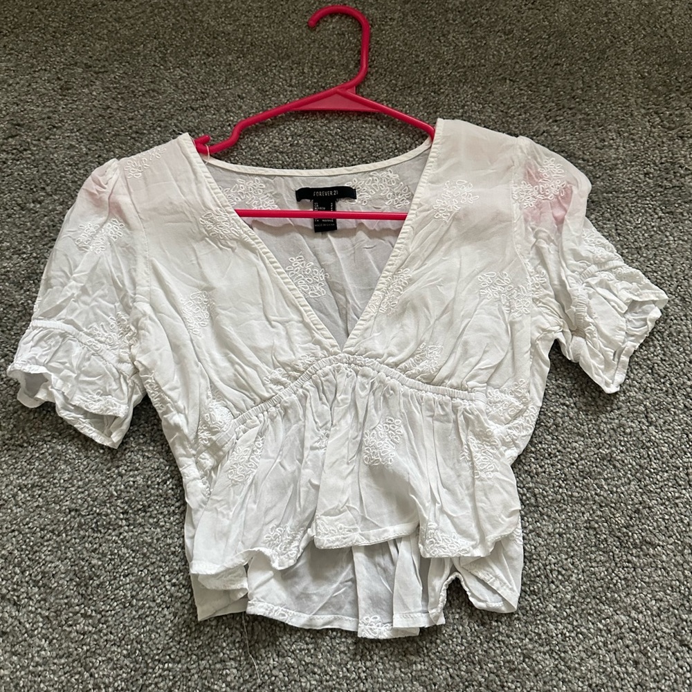 white flowy crop top